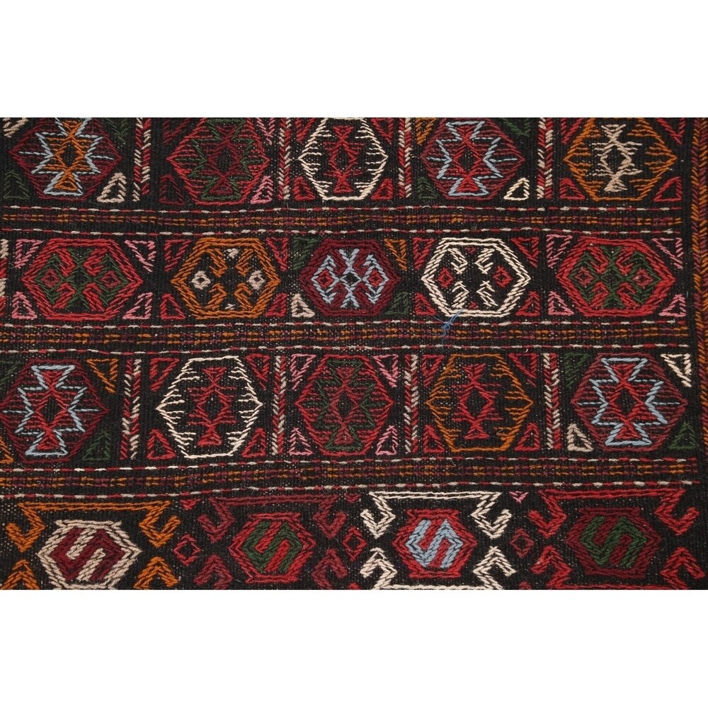 Tribal Animals Kilim Sumak Hand Woven Woolen Persian Carpet Rug - 6'1" x 3'3" runner