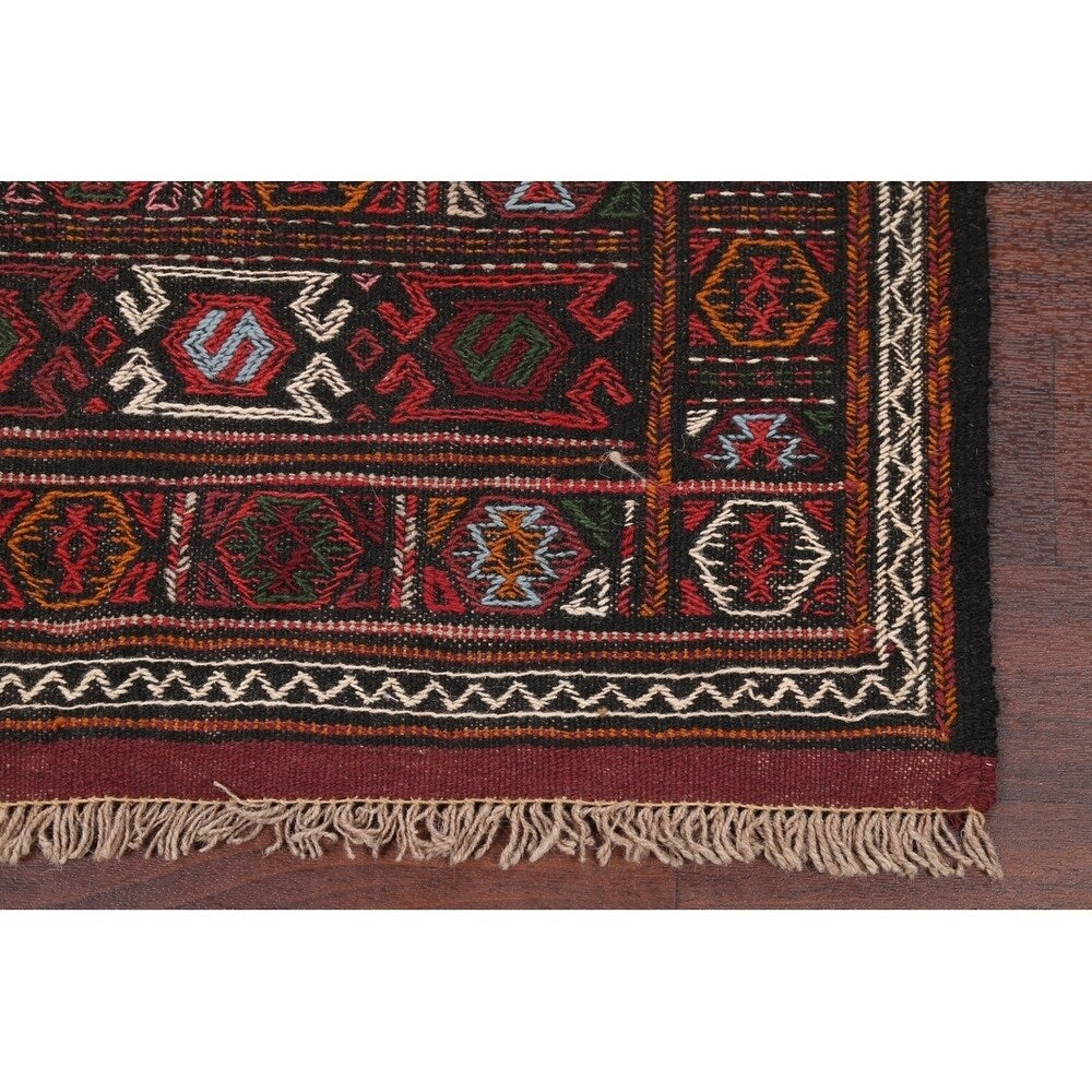 Tribal Animals Kilim Sumak Hand Woven Woolen Persian Carpet Rug - 6'1" x 3'3" runner