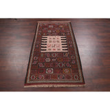 Tribal Animals Kilim Sumak Hand Woven Woolen Persian Carpet Rug - 6'1" x 3'3" runner