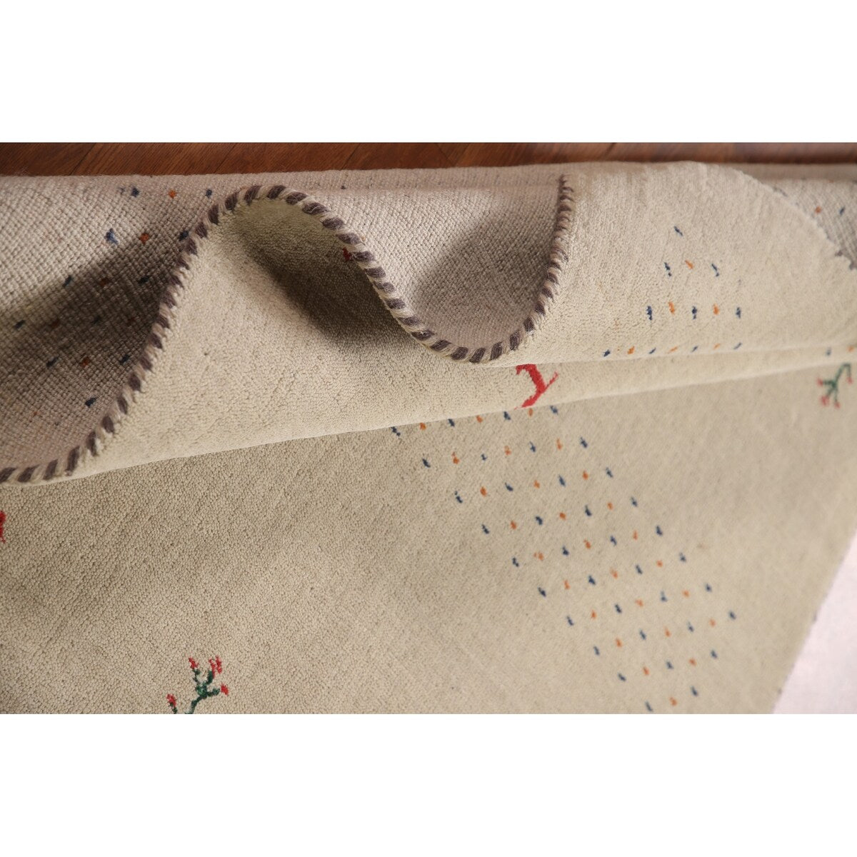 Tribal Beige Gabbeh Oriental Accent Rug Handmade Wool Carpet - 3'8"x 5'9"