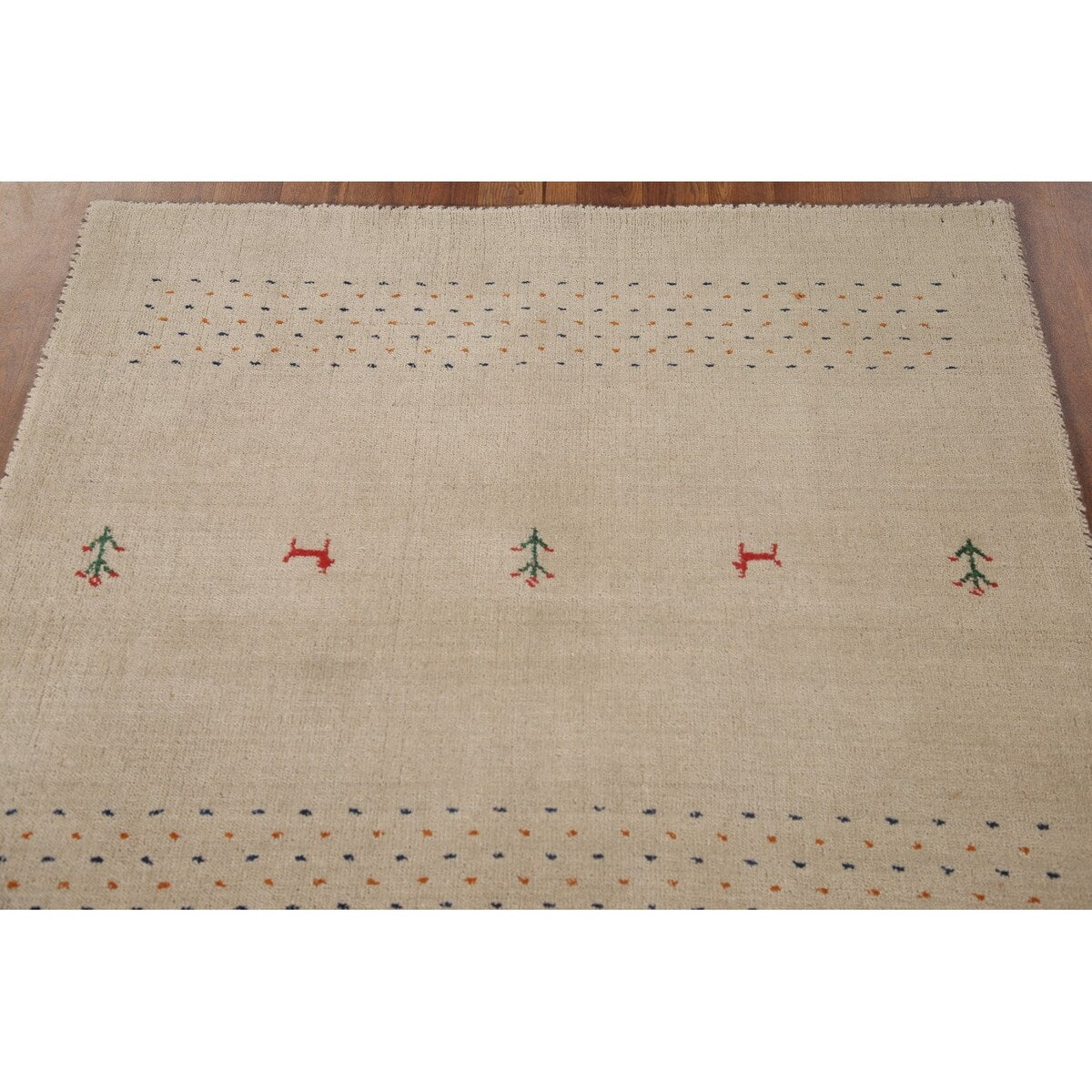 Tribal Beige Gabbeh Oriental Accent Rug Handmade Wool Carpet - 3'8"x 5'9"