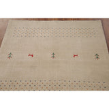 Tribal Beige Gabbeh Oriental Accent Rug Handmade Wool Carpet - 3'8"x 5'9"