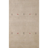 Tribal Beige Gabbeh Oriental Accent Rug Handmade Wool Carpet - 3'8"x 5'9"