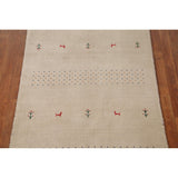 Tribal Beige Gabbeh Oriental Accent Rug Handmade Wool Carpet - 3'8"x 5'9"