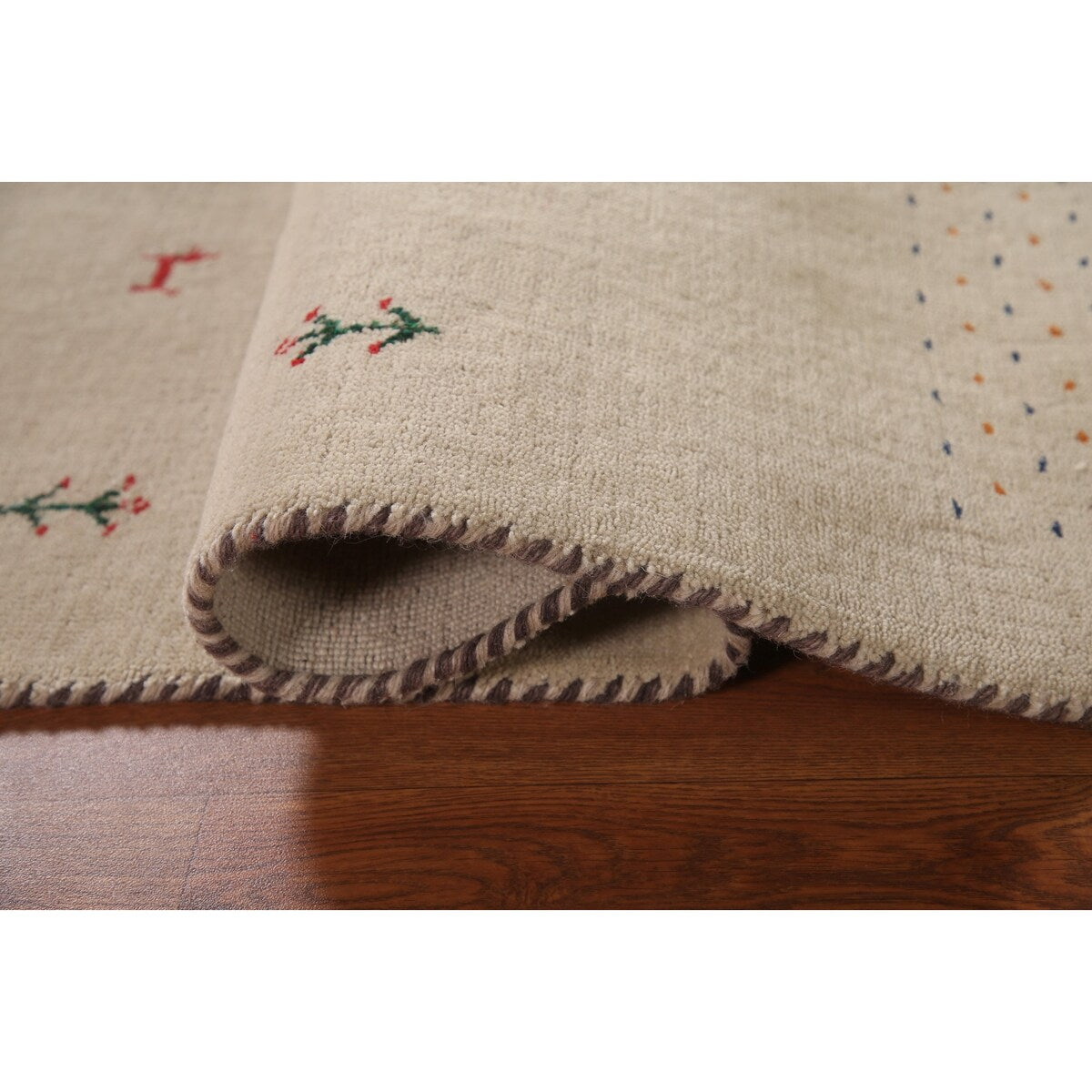 Tribal Beige Gabbeh Oriental Accent Rug Handmade Wool Carpet - 3'8"x 5'9"