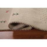 Tribal Beige Gabbeh Oriental Accent Rug Handmade Wool Carpet - 3'8"x 5'9"