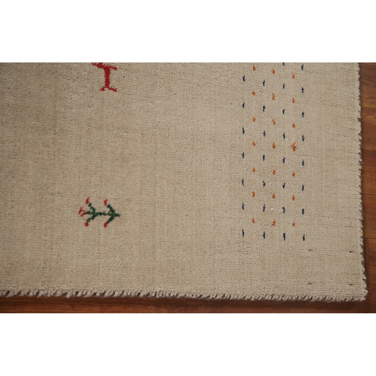 Tribal Beige Gabbeh Oriental Accent Rug Handmade Wool Carpet - 3'8"x 5'9"