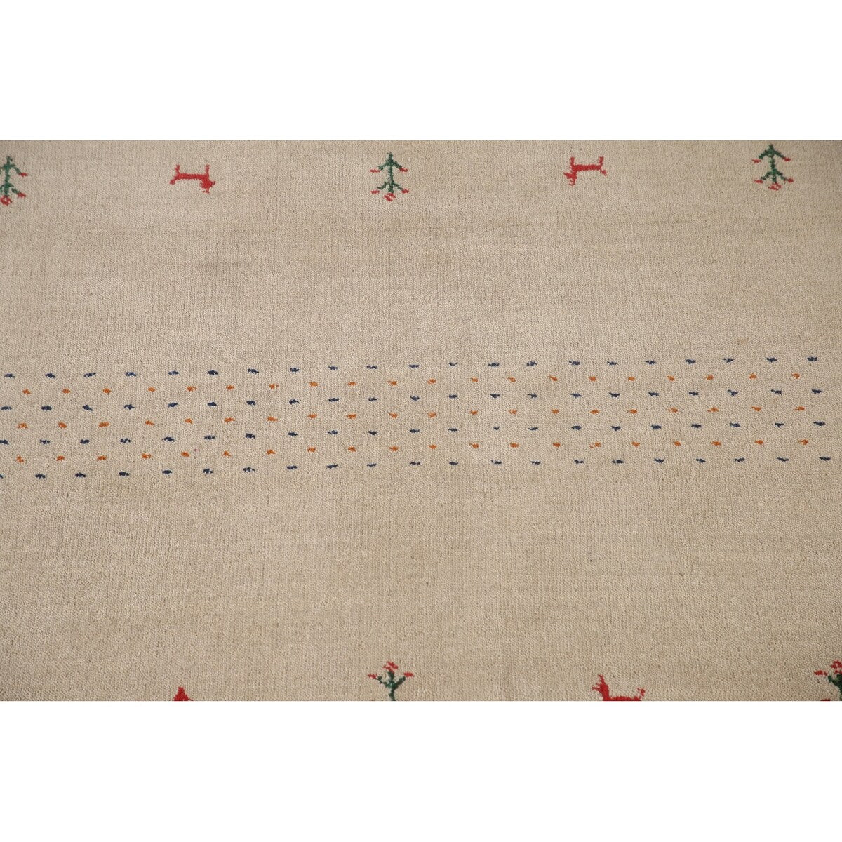 Tribal Beige Gabbeh Oriental Accent Rug Handmade Wool Carpet - 3'8"x 5'9"