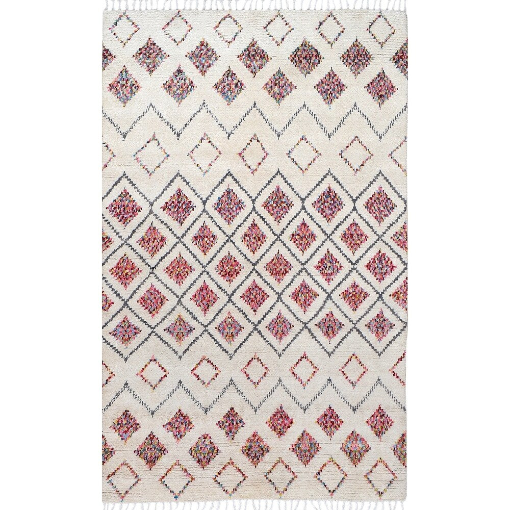 Tribal Diamond Contemporary Moroccan Oriental Area Rug Hand-Knotted - 4'11" x 8'3"