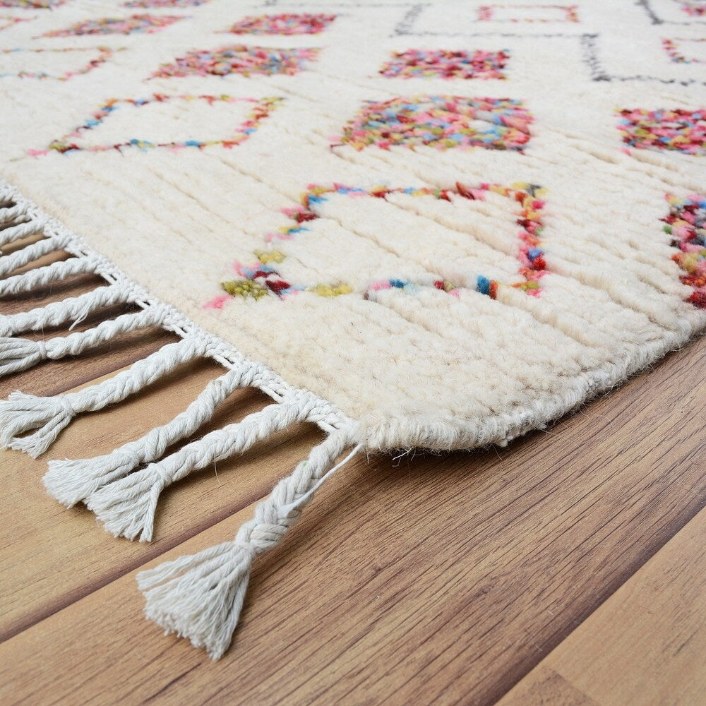 Tribal Diamond Contemporary Moroccan Oriental Area Rug Hand-Knotted - 4'11" x 8'3"