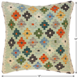Tribal Edelmira Hand-Woven Turkish Kilim Throw Pillow 18 in. x 18 in.