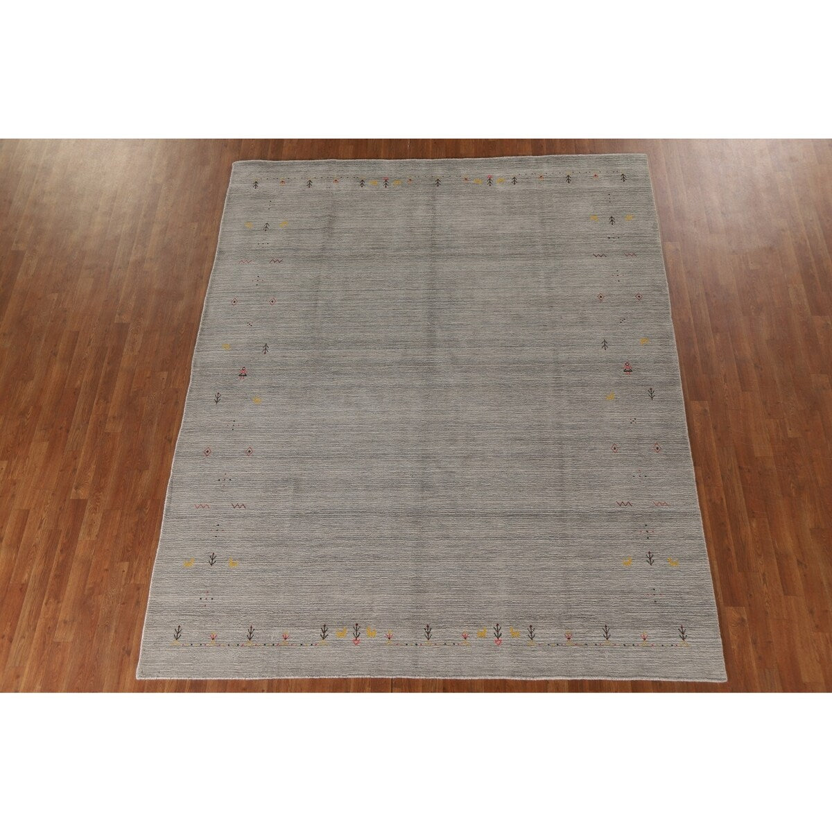 Tribal Gabbeh Area Rug Hand-Knotted Wool Carpet - 7'10"x 9'8"