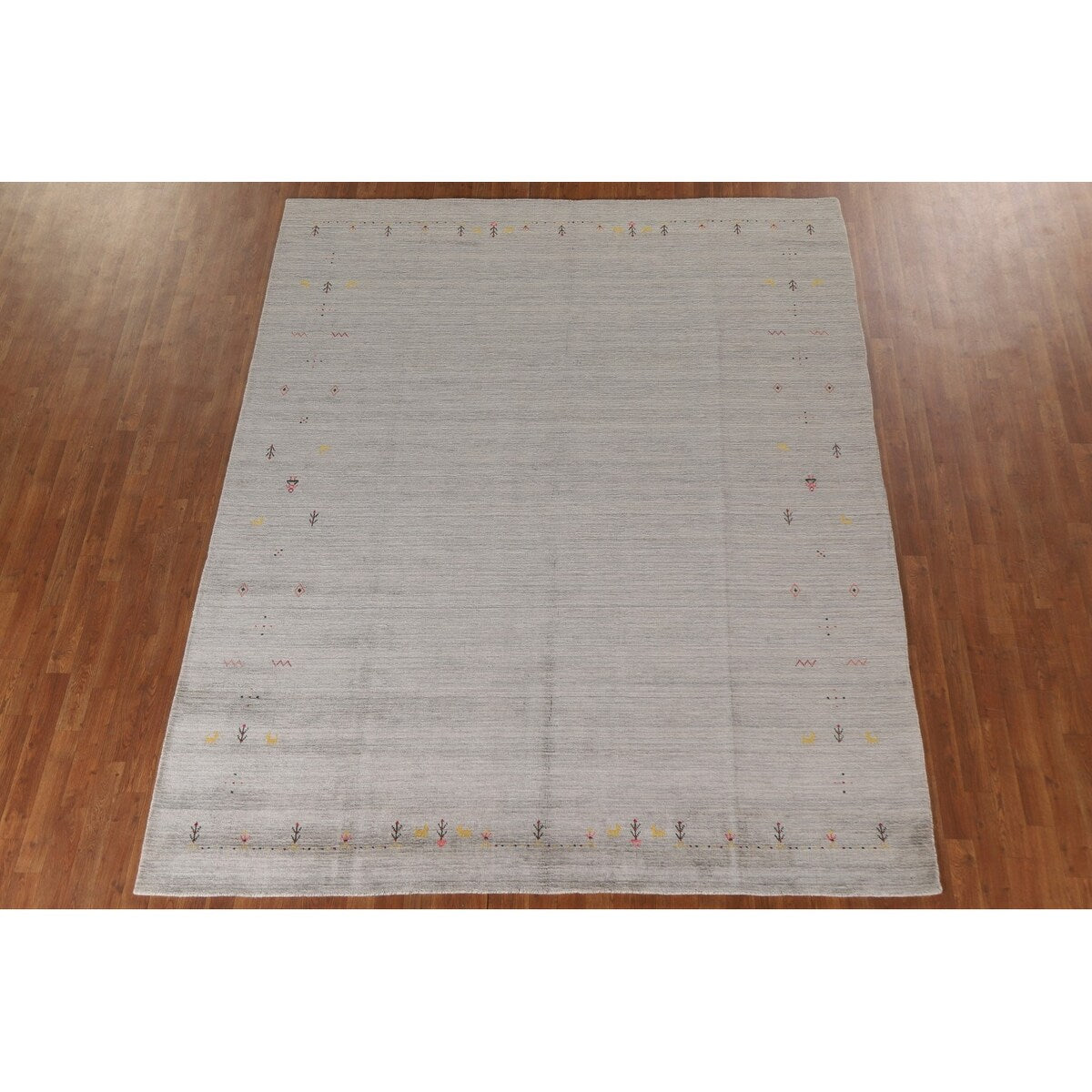 Tribal Gabbeh Area Rug Hand-Knotted Wool Carpet - 7'10"x 9'8"