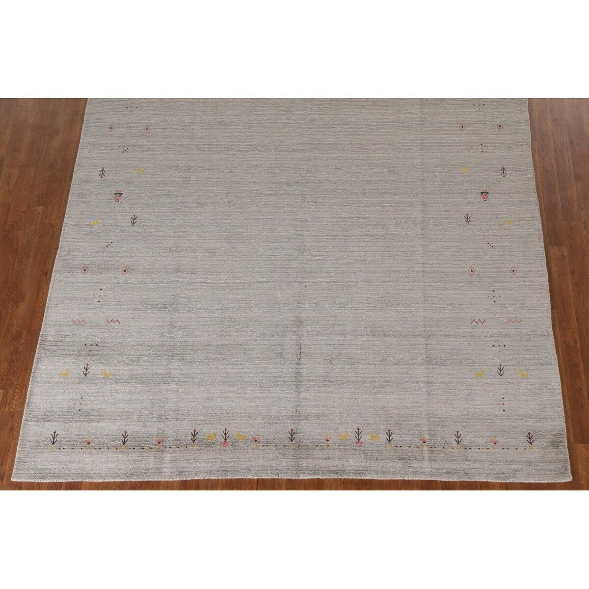Tribal Gabbeh Area Rug Hand-Knotted Wool Carpet - 7'10"x 9'8"
