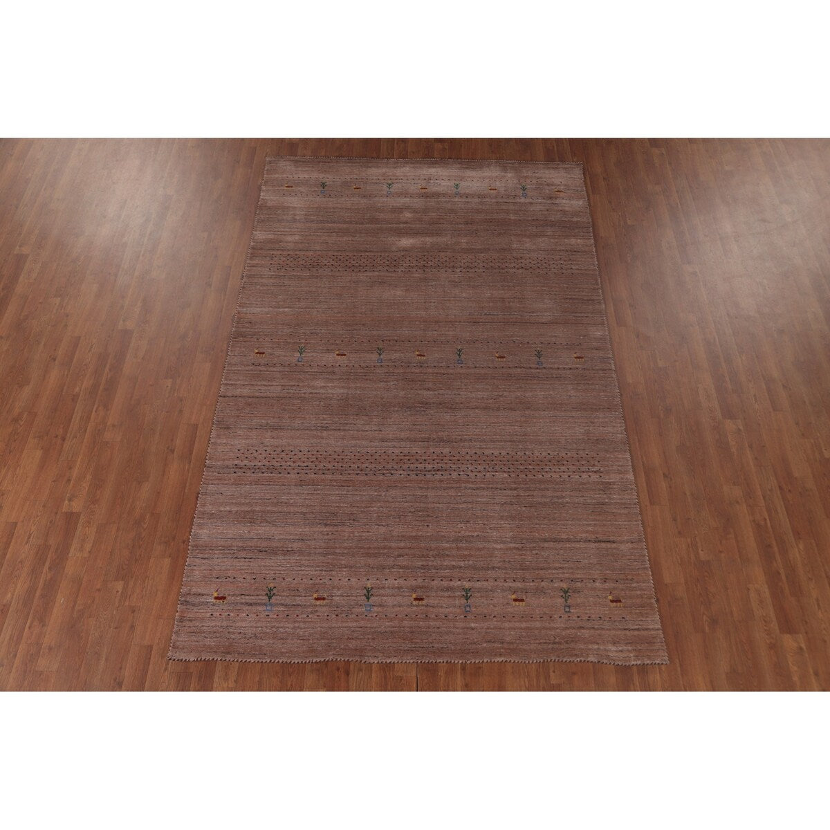 Tribal Gabbeh Area Rug Handmade Blue Wool Carpet - 6'2"x 9'9"