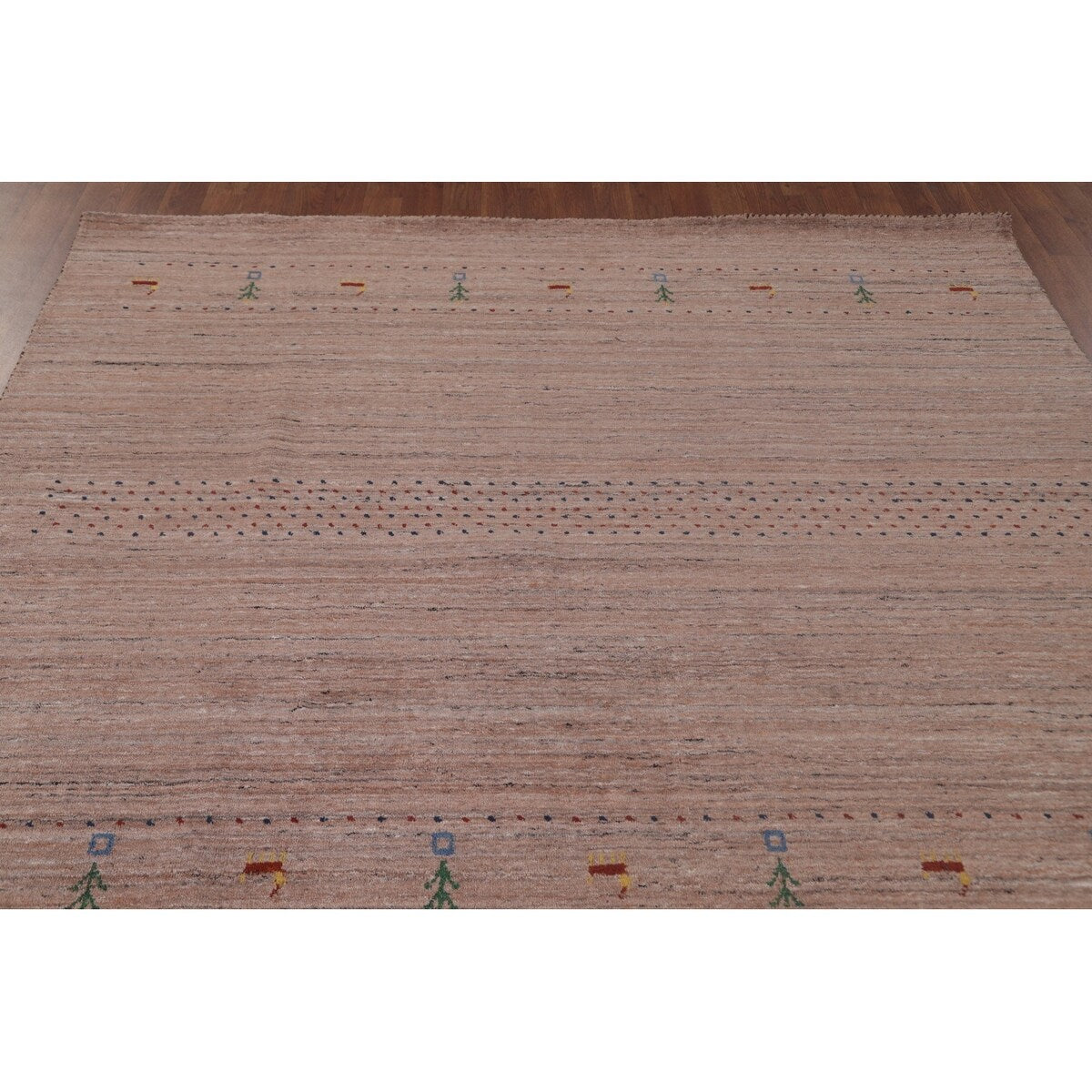 Tribal Gabbeh Area Rug Handmade Blue Wool Carpet - 6'2"x 9'9"