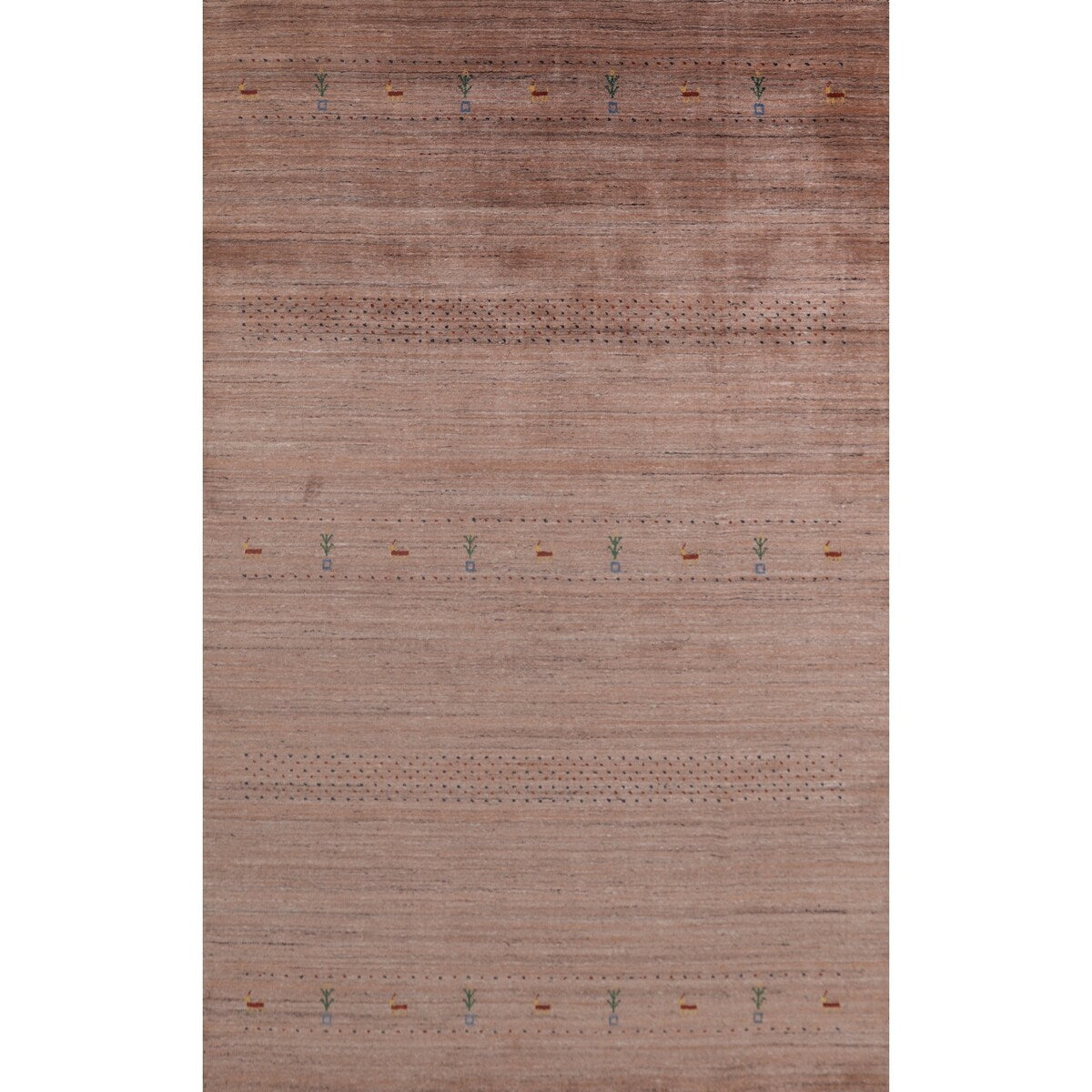 Tribal Gabbeh Area Rug Handmade Blue Wool Carpet - 6'2"x 9'9"