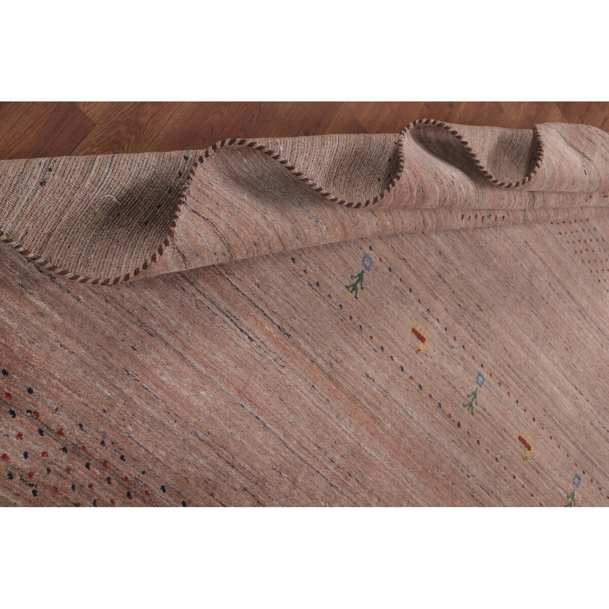 Tribal Gabbeh Area Rug Handmade Blue Wool Carpet - 6'2"x 9'9"