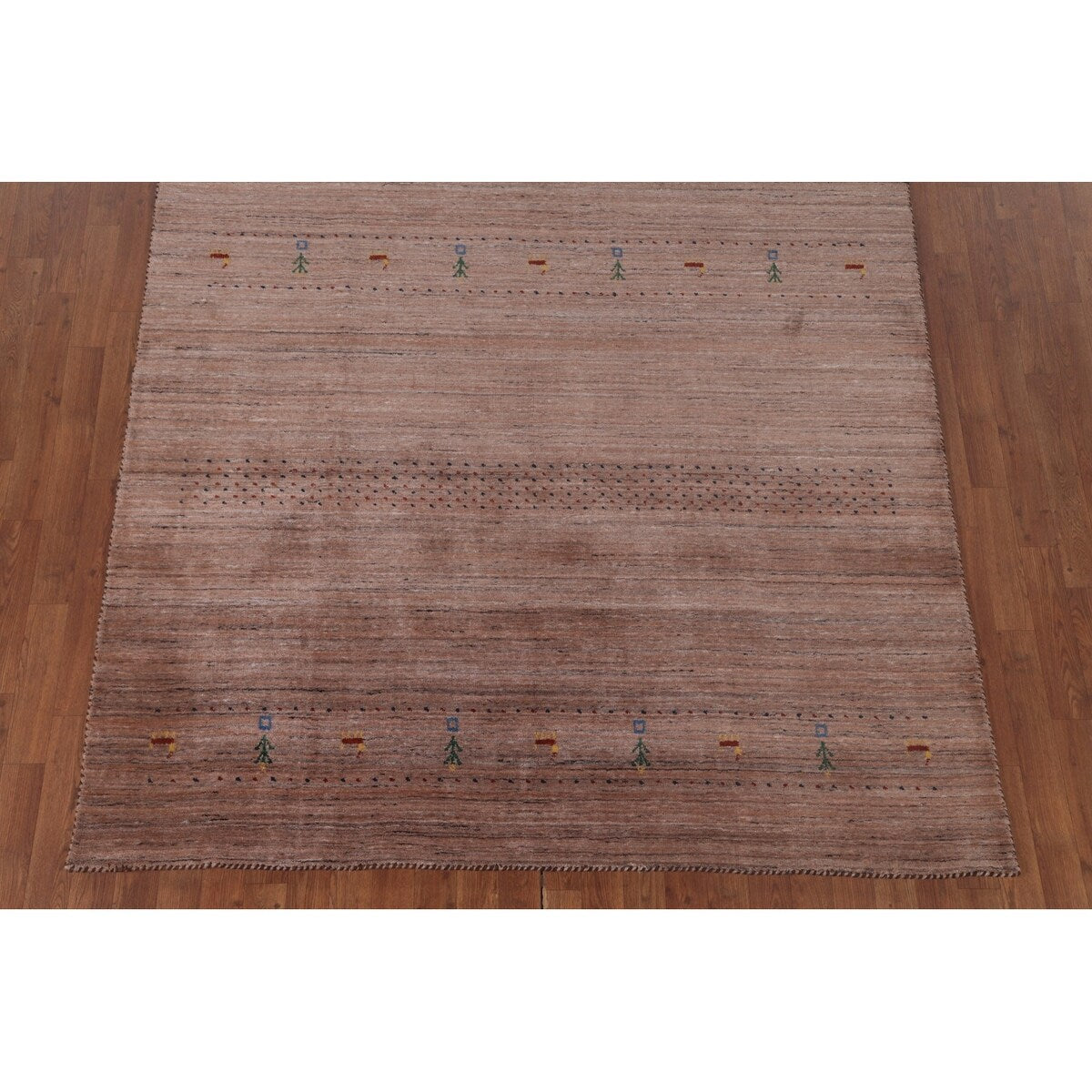 Tribal Gabbeh Area Rug Handmade Blue Wool Carpet - 6'2"x 9'9"