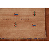 Tribal Gabbeh Indian Accent Foyer Rug Handmade Brown Wool Carpet - 2'1"x 3'10"