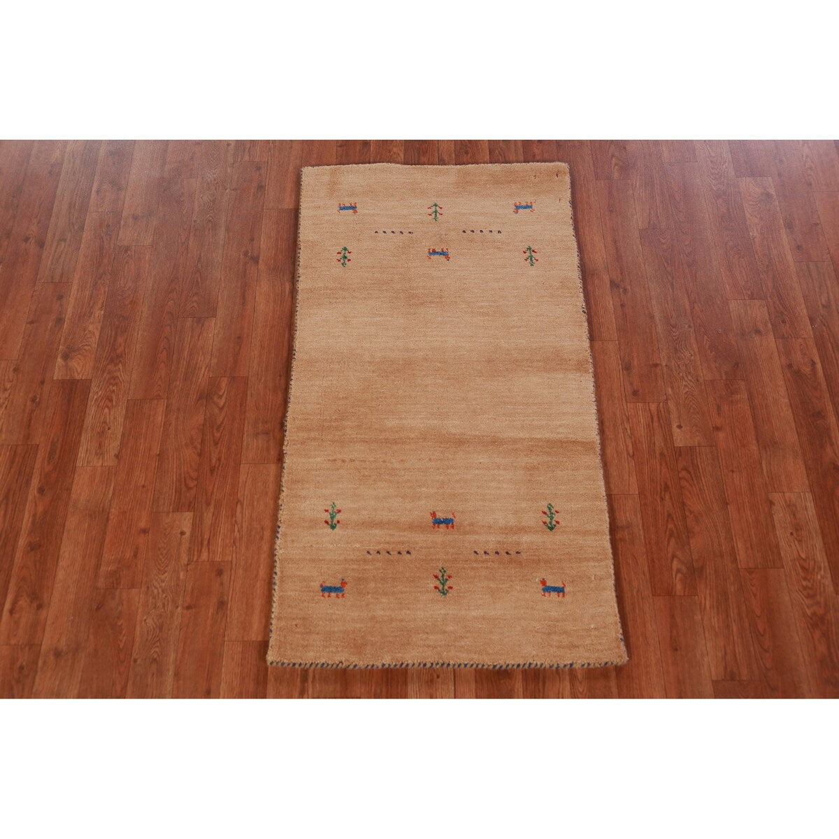 Tribal Gabbeh Indian Accent Foyer Rug Handmade Brown Wool Carpet - 2'1"x 3'10"