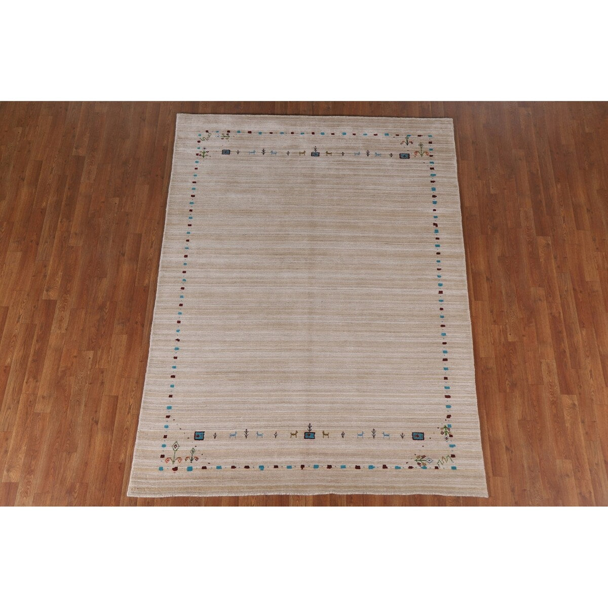 Tribal Gabbeh Indian Area Rug Dining Room Hand-Knotted Wool Carpet - 5'11" x 7'11"