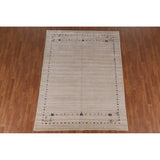 Tribal Gabbeh Indian Area Rug Dining Room Hand-Knotted Wool Carpet - 5'11" x 7'11"