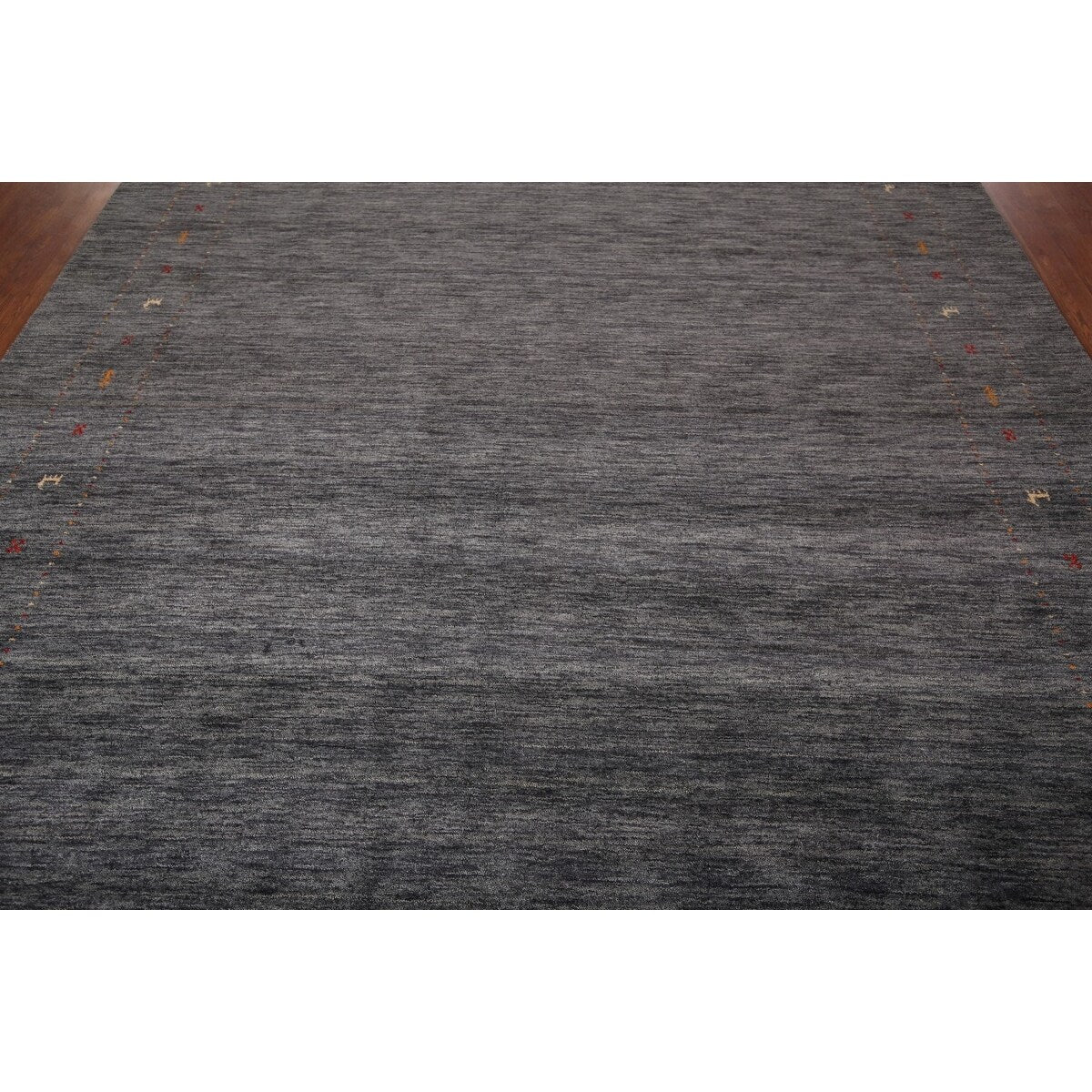 Tribal Gabbeh Indian Area Rug Handmade Grey Wool Carpet - 8'4" x 9'9"