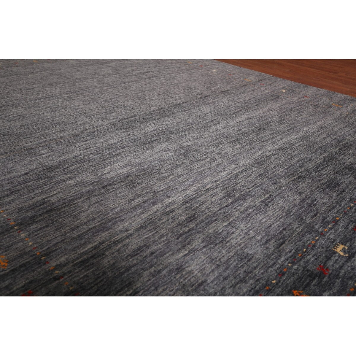 Tribal Gabbeh Indian Area Rug Handmade Grey Wool Carpet - 8'4" x 9'9"