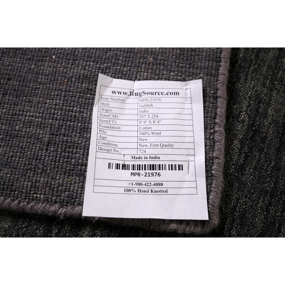 Tribal Gabbeh Indian Area Rug Handmade Grey Wool Carpet - 8'4" x 9'9"