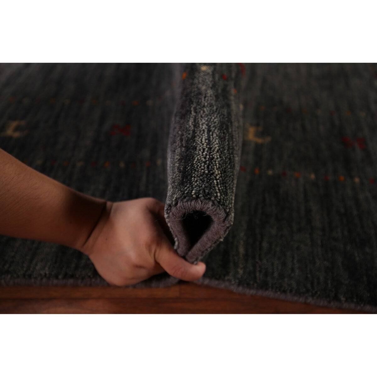 Tribal Gabbeh Indian Area Rug Handmade Grey Wool Carpet - 8'4" x 9'9"