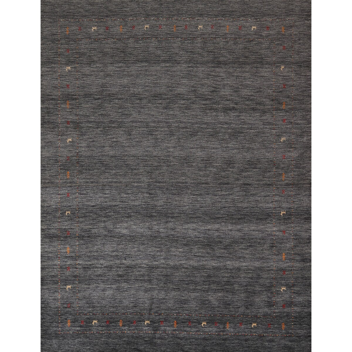 Tribal Gabbeh Indian Area Rug Handmade Grey Wool Carpet - 8'4" x 9'9
