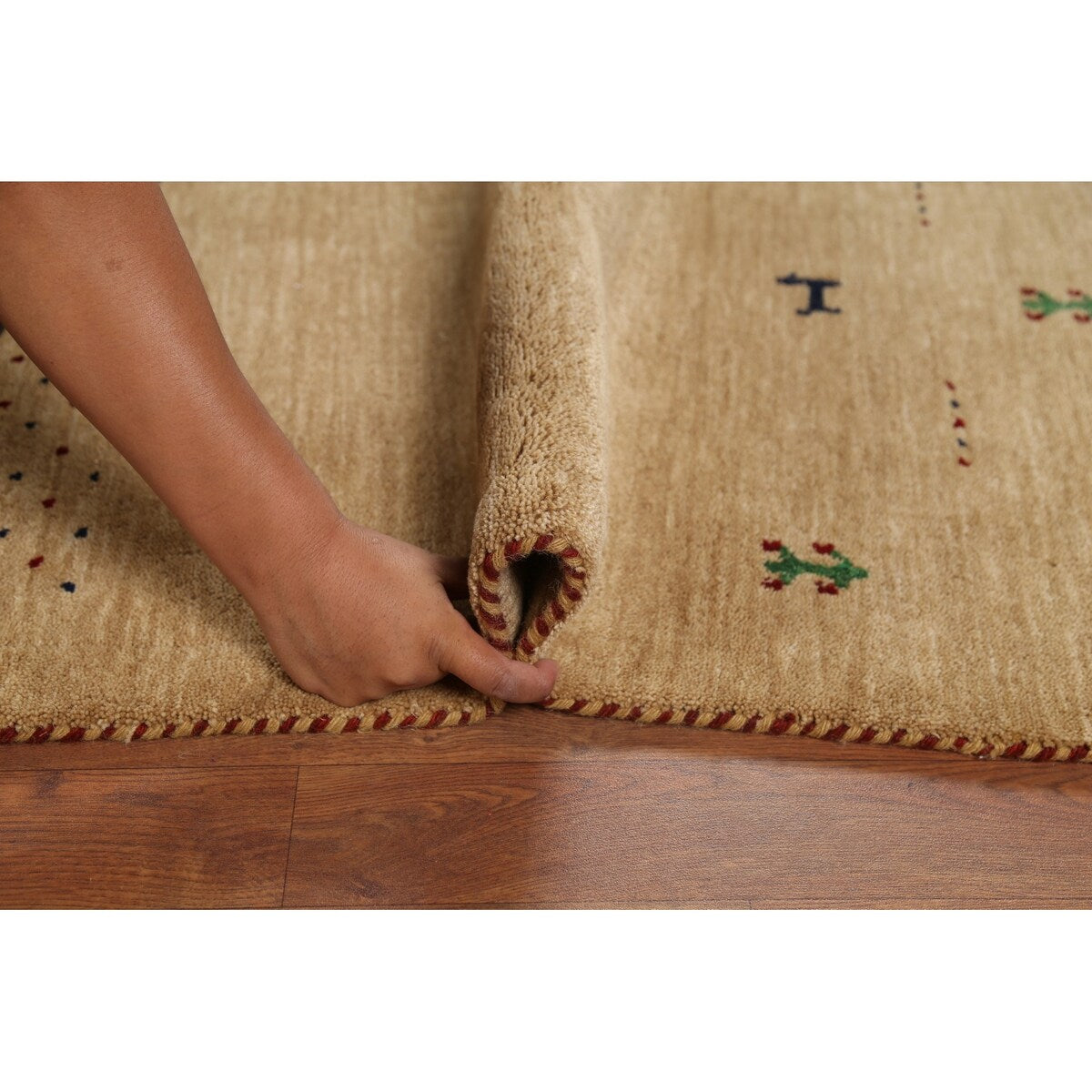 Tribal Gabbeh Oriental Area Rug Handmade Yellow Wool Carpet - 4'9"x 6'5"