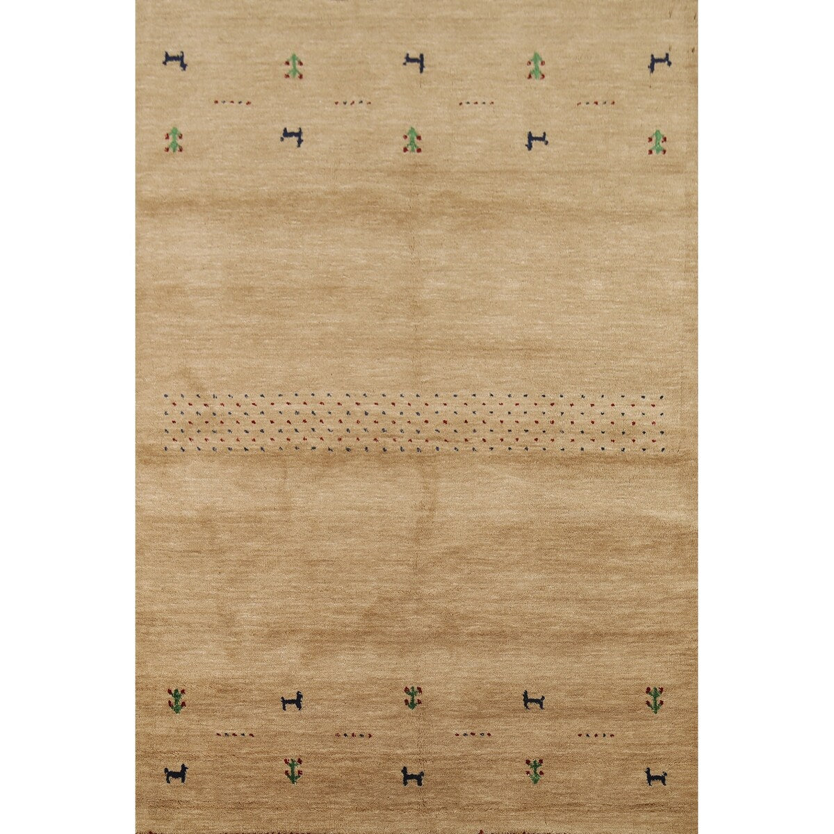 Tribal Gabbeh Oriental Area Rug Handmade Yellow Wool Carpet - 4'9"x 6'5"