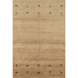 Tribal Gabbeh Oriental Area Rug Handmade Yellow Wool Carpet - 4'9"x 6'5"