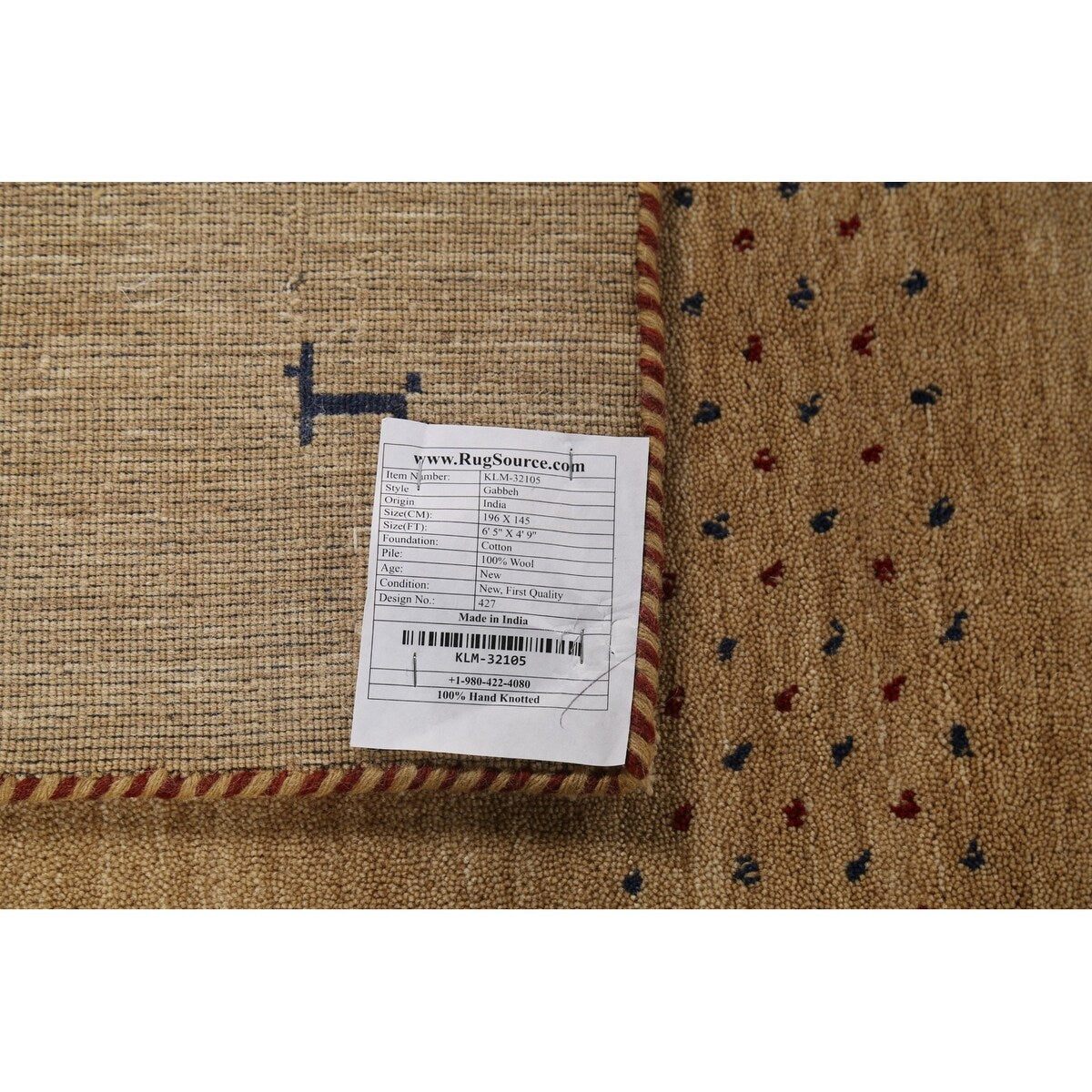 Tribal Gabbeh Oriental Area Rug Handmade Yellow Wool Carpet - 4'9"x 6'5"
