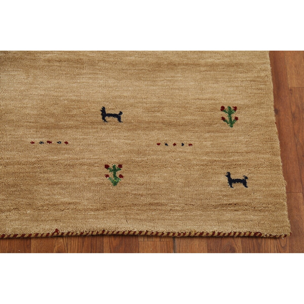 Tribal Gabbeh Oriental Area Rug Handmade Yellow Wool Carpet - 4'9"x 6'5"