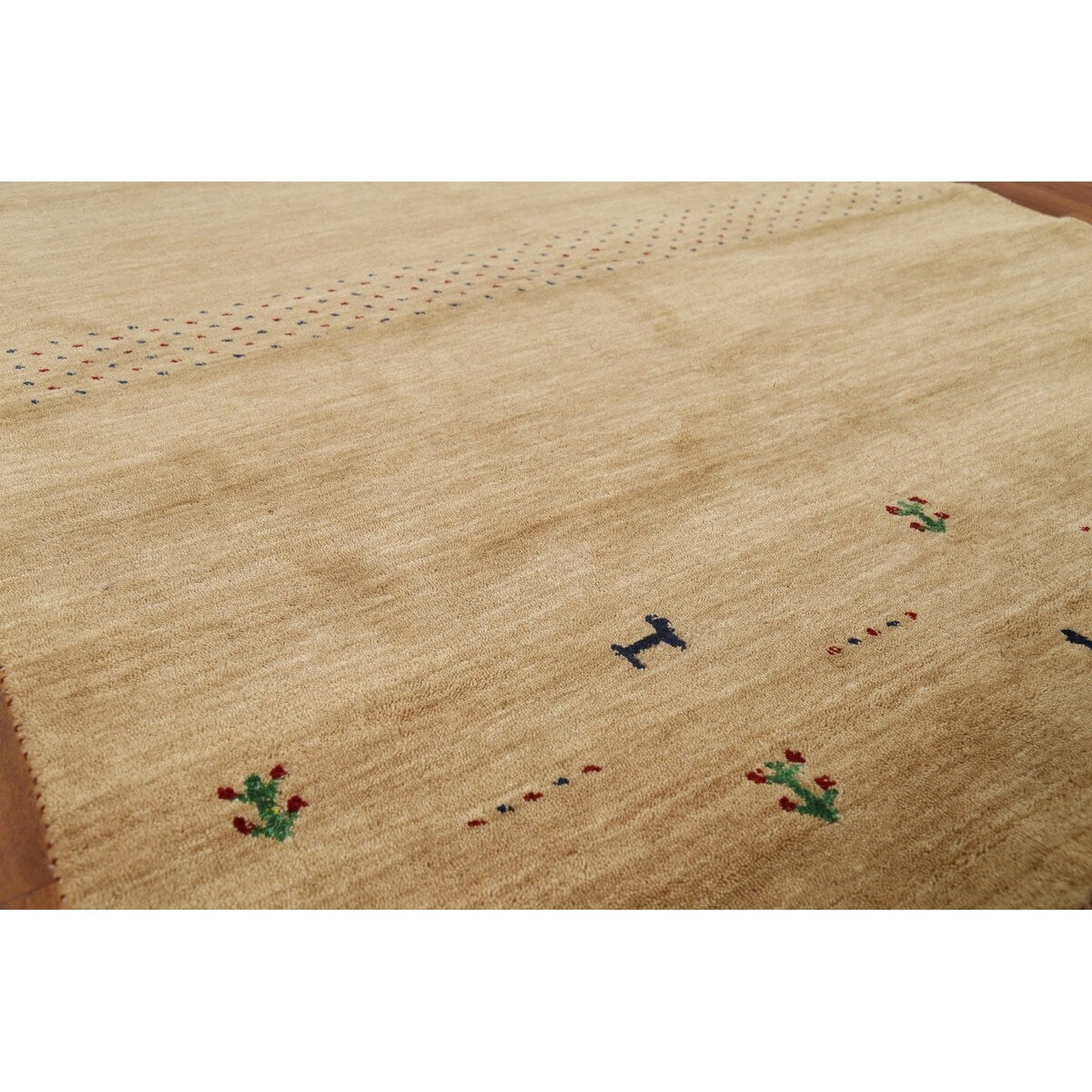 Tribal Gabbeh Oriental Area Rug Handmade Yellow Wool Carpet - 4'9"x 6'5"