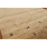 Tribal Gabbeh Oriental Area Rug Handmade Yellow Wool Carpet - 4'9"x 6'5"