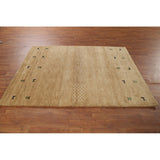 Tribal Gabbeh Oriental Area Rug Handmade Yellow Wool Carpet - 4'9"x 6'5"