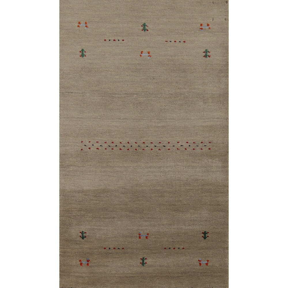 Tribal Gabbeh Oriental Rug Hand-Knotted Foyer Wool Carpet - 2'9" x 4'10"