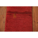 Tribal Gabbeh Persian Square Rug Hand-Knotted Wool Carpet - 1'5" x 1'5"