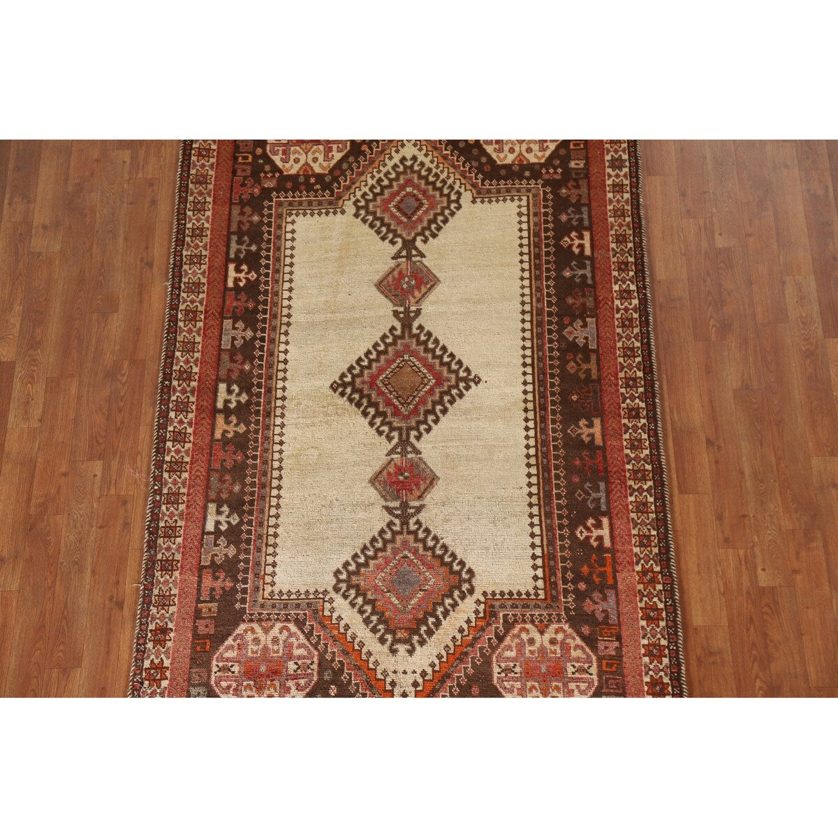 Tribal Gabbeh Persian Vintage Area Rug Hand-knotted Beige Wool Carpet - 4'5"x 7'2"