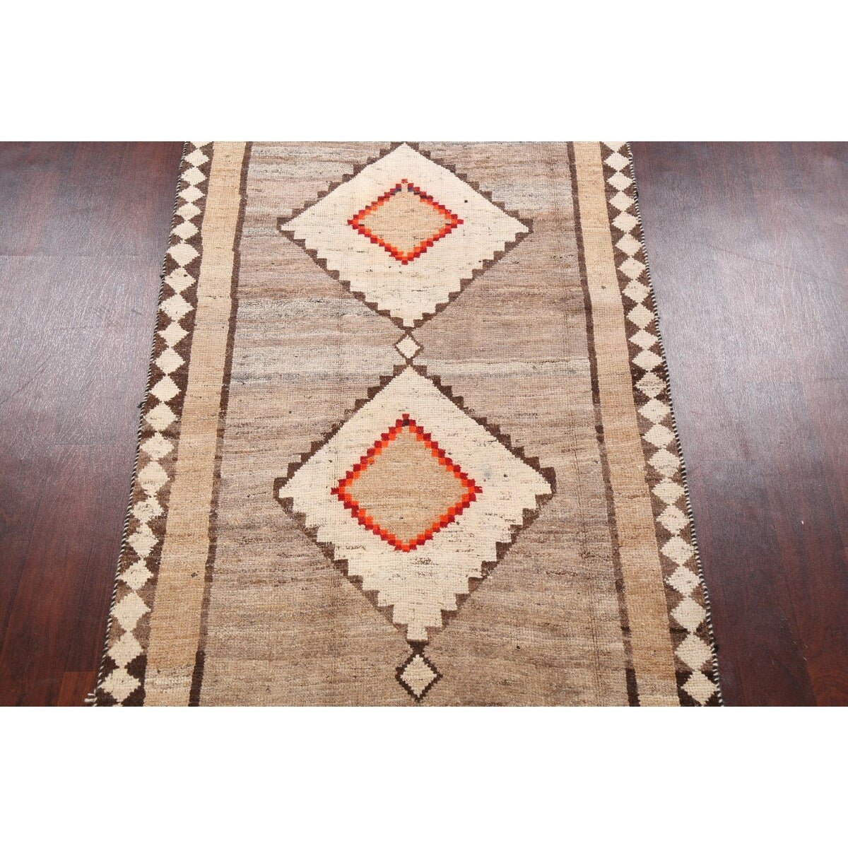Tribal Geometric Gabbeh Persian Wool Area Rug Handmade Foyer Carpet - 3'10" x 6'6"