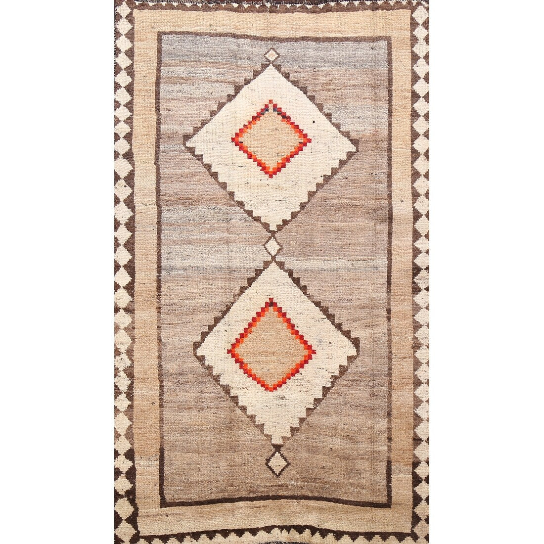 Tribal Geometric Gabbeh Persian Wool Area Rug Handmade Foyer Carpet - 3'10" x 6'6"