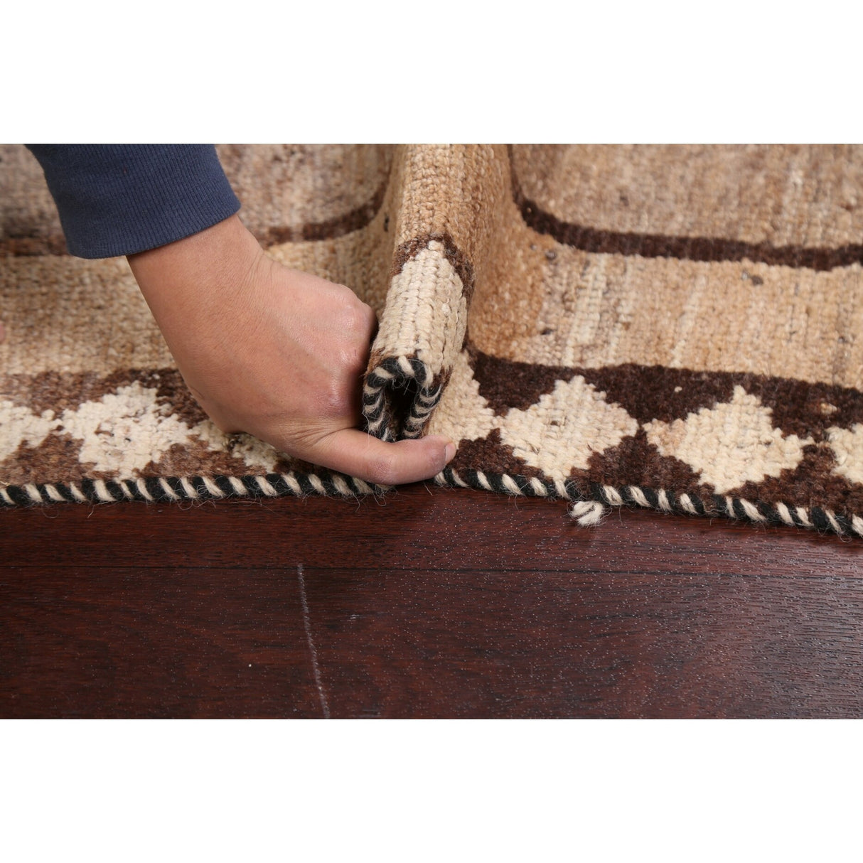 Tribal Geometric Gabbeh Persian Wool Area Rug Handmade Foyer Carpet - 3'10" x 6'6"