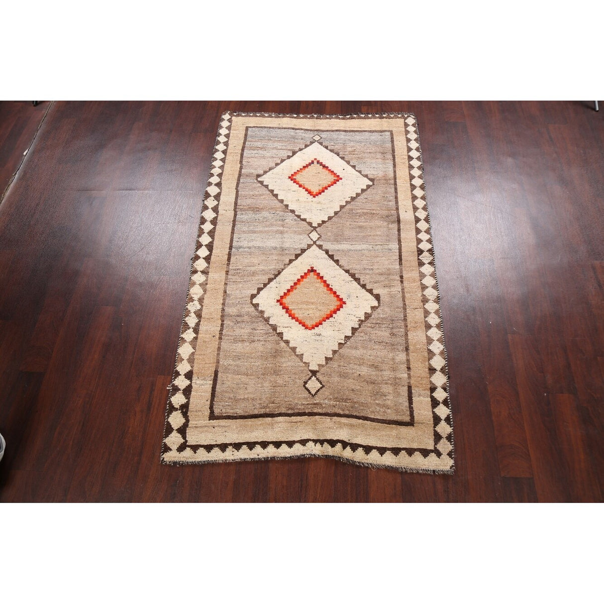 Tribal Geometric Gabbeh Persian Wool Area Rug Handmade Foyer Carpet - 3'10" x 6'6"