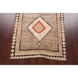 Tribal Geometric Gabbeh Persian Wool Area Rug Handmade Foyer Carpet - 3'10" x 6'6"