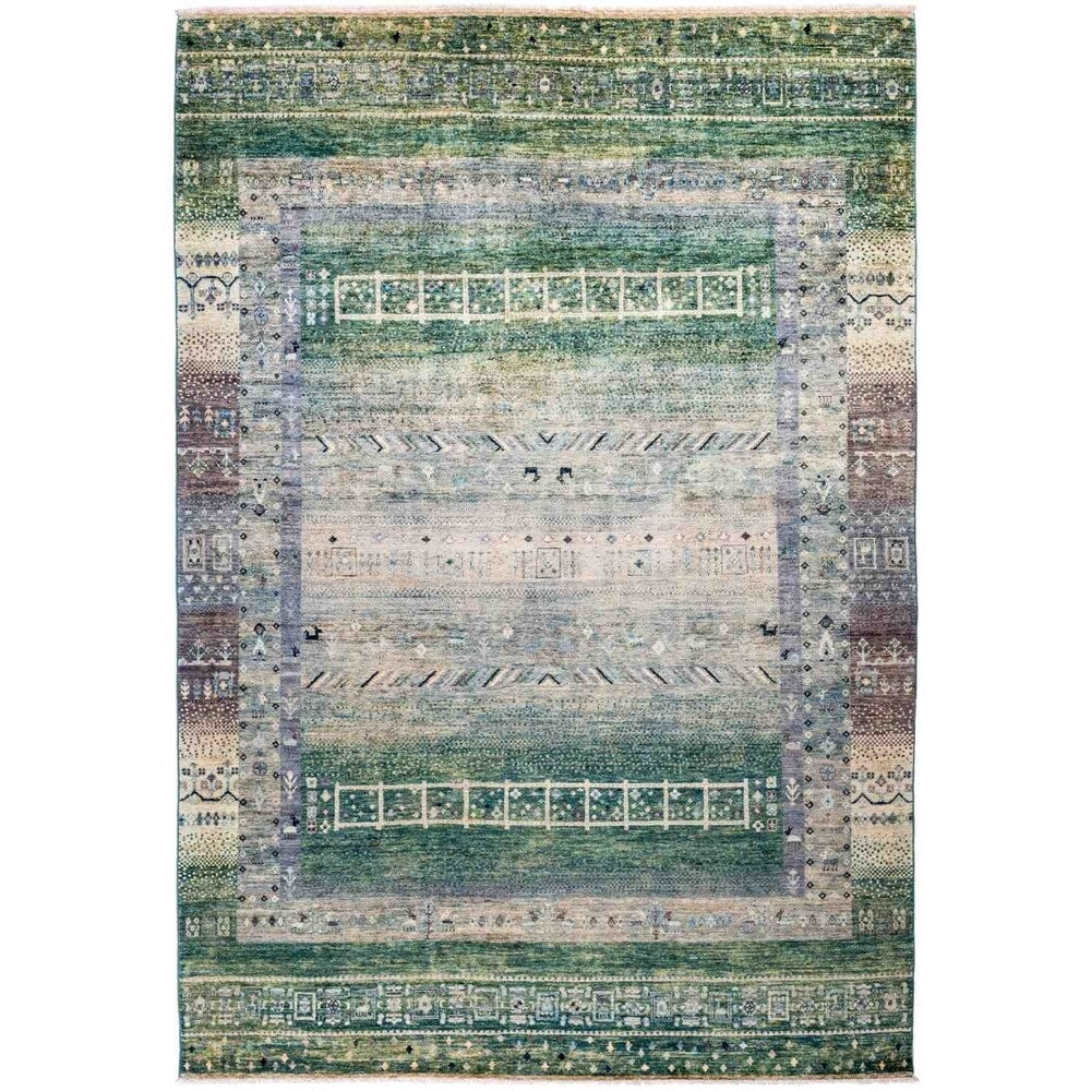 Tribal, Hand Knotted Area Rug - 6' 8" x 9' 8" - 6'8" x 9'8"/Surplus