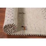 Tribal Ivory Gabbeh Oriental Foyer Rug Hand-Knotted Wool Carpet - 2'0" x 3'11"
